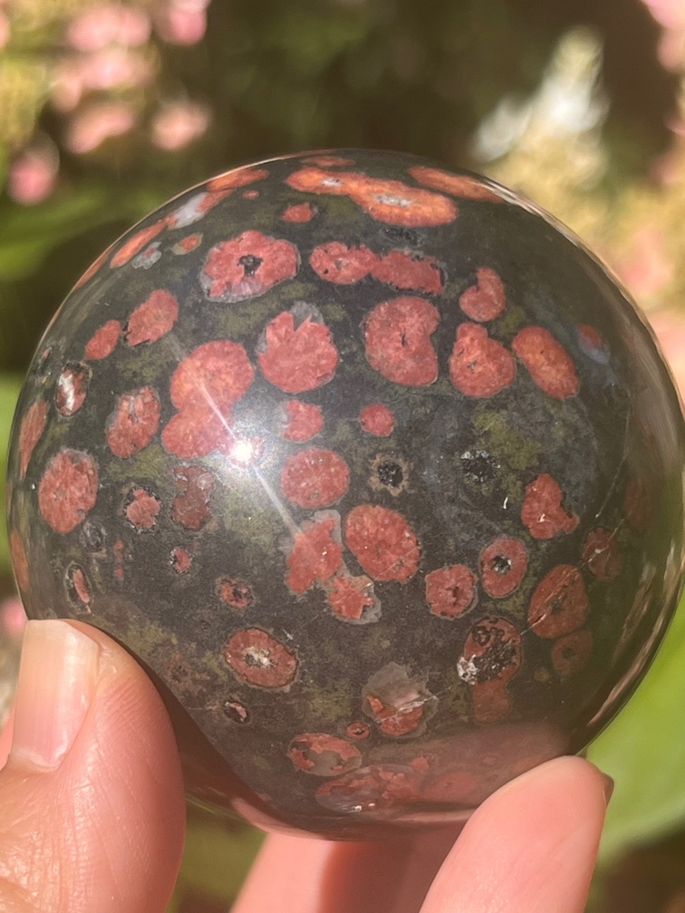 Plum (2) blossom Jasper sphere | Crystal